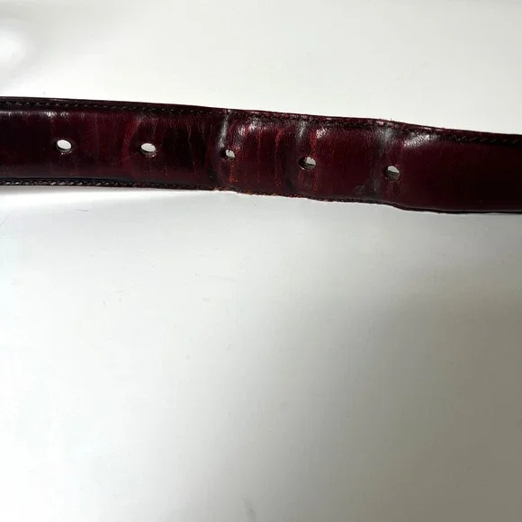 90s Coach Leather Belt Solid‎ Brass Gold Buckle Size Burgundy Women Maroon - Picture 5 of 5